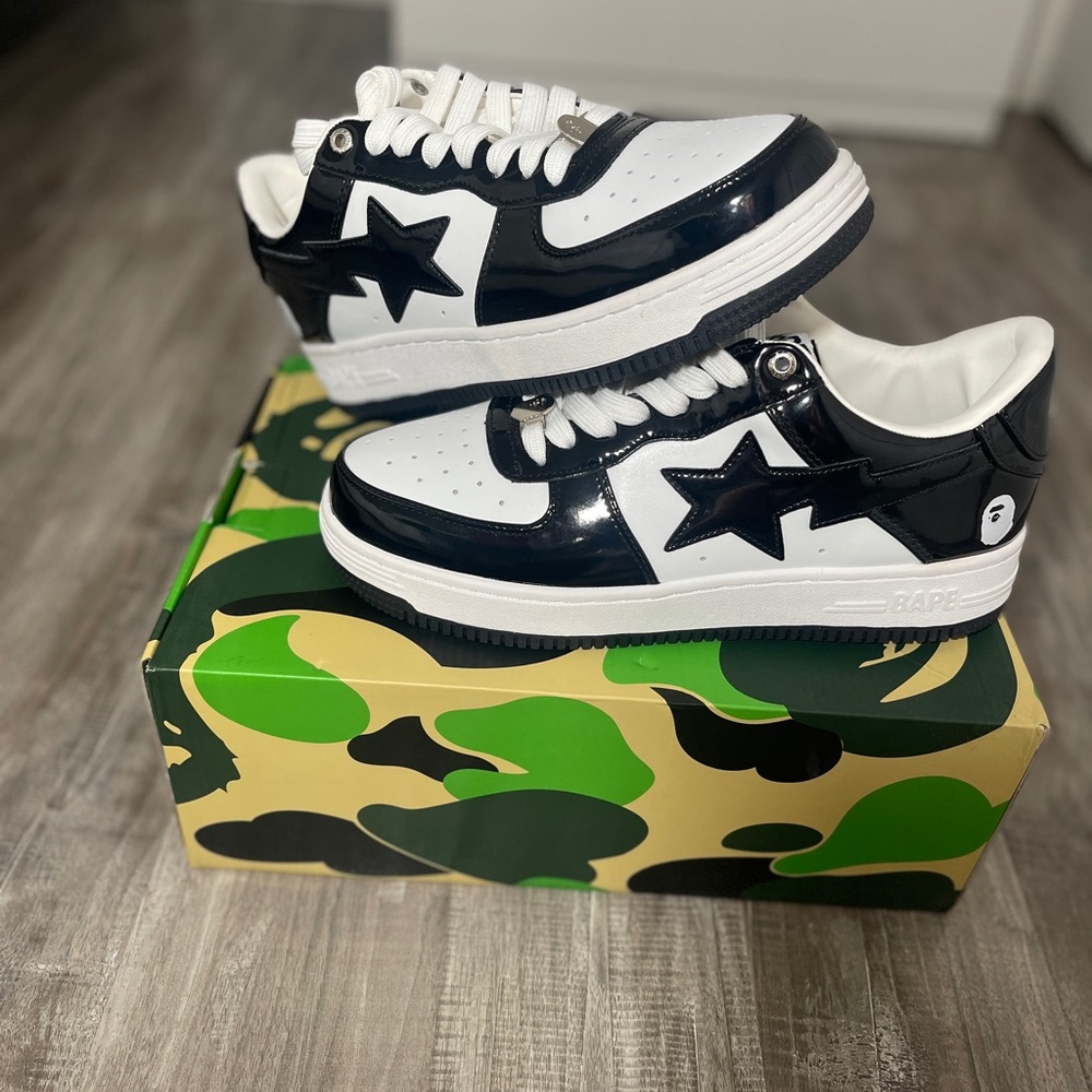 Bape Black and White Sneakers Star Design
